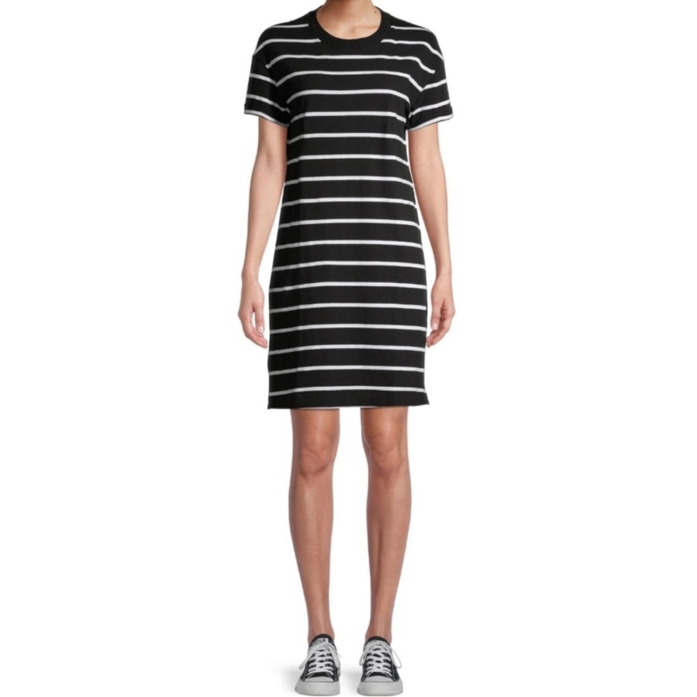 Black and White Striped T-Shirt Dress